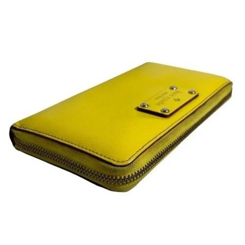 Kate Spade Wellesley Continental Wallet Limoncello Yellow Leather Zip Around